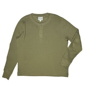 Tecovas Olive Green Waffle Knit Henley Sweatshirt